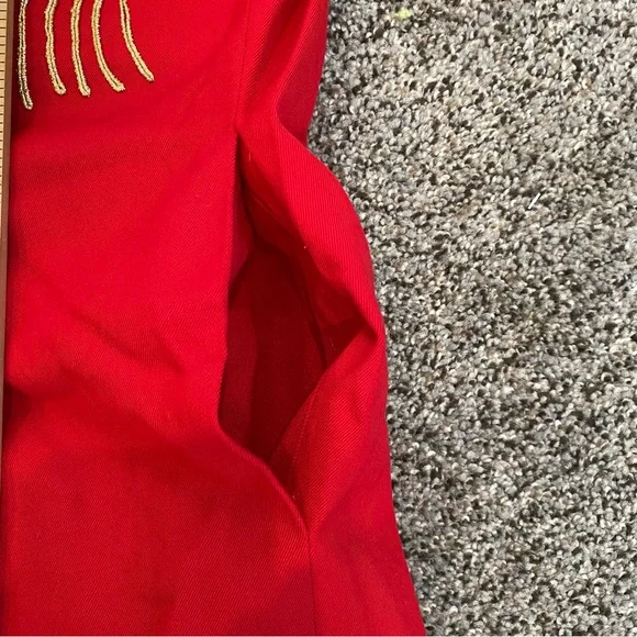 Vintage 80s Red Blazer with Gold Tassel Embroidery, Power Dressing, Women's LG - Picture 4 of 7